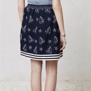 Anthropologie Postmark Star Chart Sailboat Skirt size medium nautical preppy